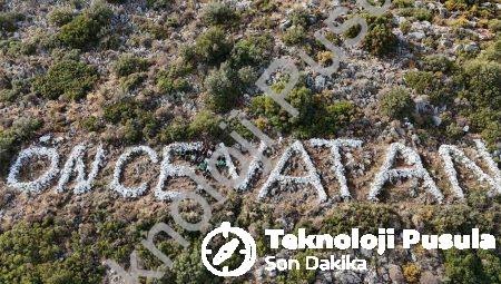 Datça’nın Simgesi ‘Önce Vatan’ Yazısı Gençlerin Emeğiyle Yenilendi