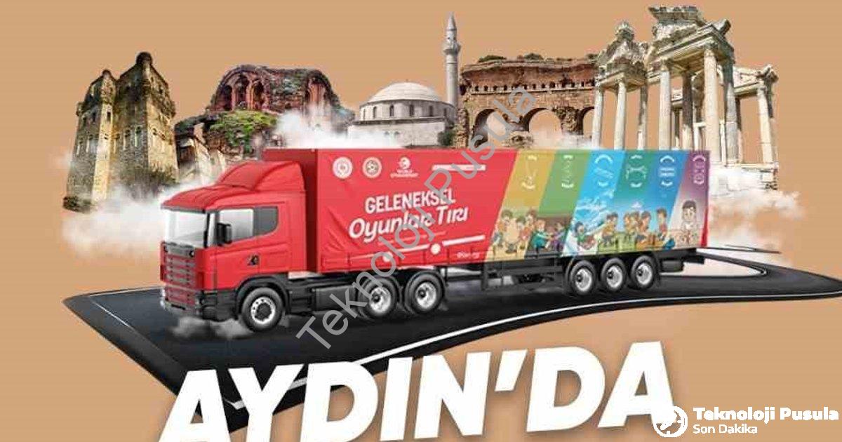 "Aydın'da Nostalji Şöleni: Geleneksel Oyunlar Tırı Geliyor" başlıklı haber için fotorealistik, profe