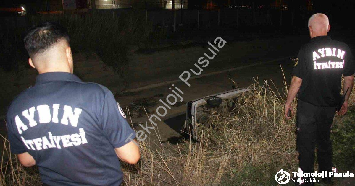 "Aydın'da Korkutan Kaza: Araç Kanala Uçtu, Faciadan Dönüldü" başlıklı haber için fotorealistik, prof