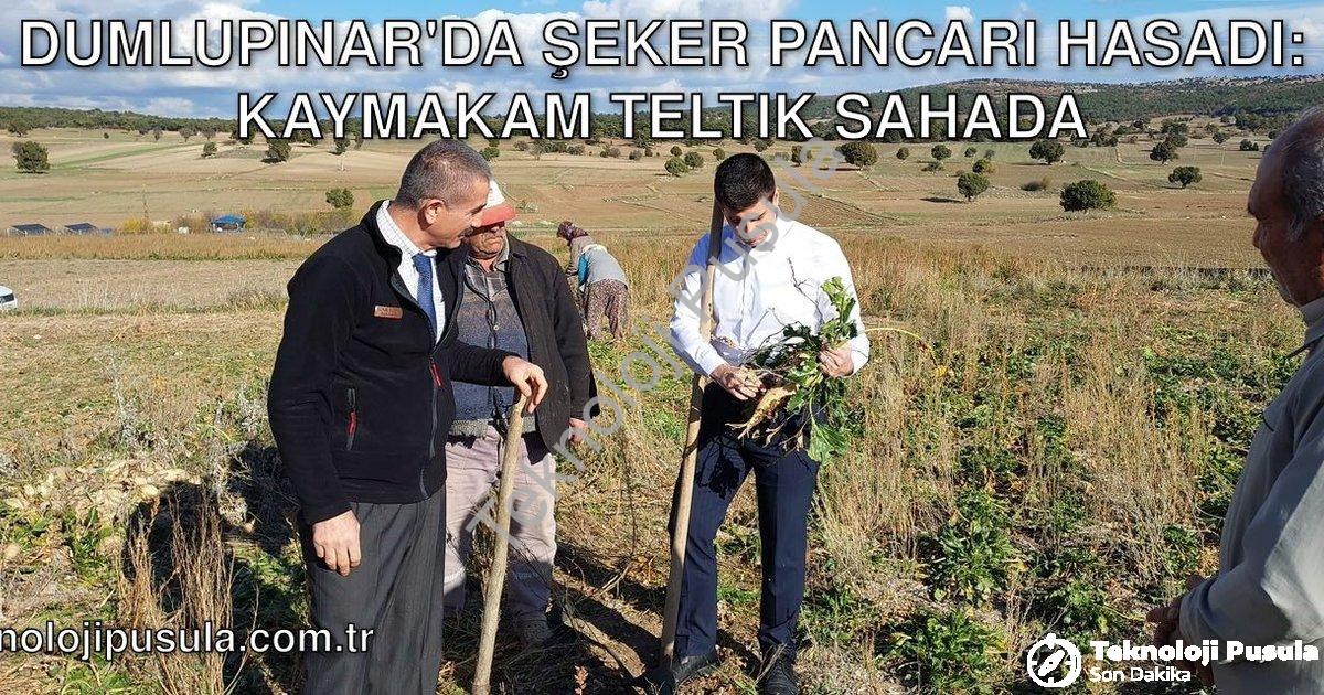 "Dumlupınar'da Şeker Pancarı Hasadı: Kaymakam Teltik Sahada" başlıklı haber için fotorealistik, prof