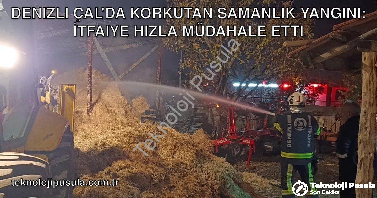 "Denizli Çal'da Korkutan Samanlık Yangını: İtfaiye Hızla Müdahale Etti" başlıklı haber için fotoreal
