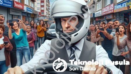 Denizli’de Kask Yerine Miğfer Takan Sürücü Sosyal Medyayı Salladı