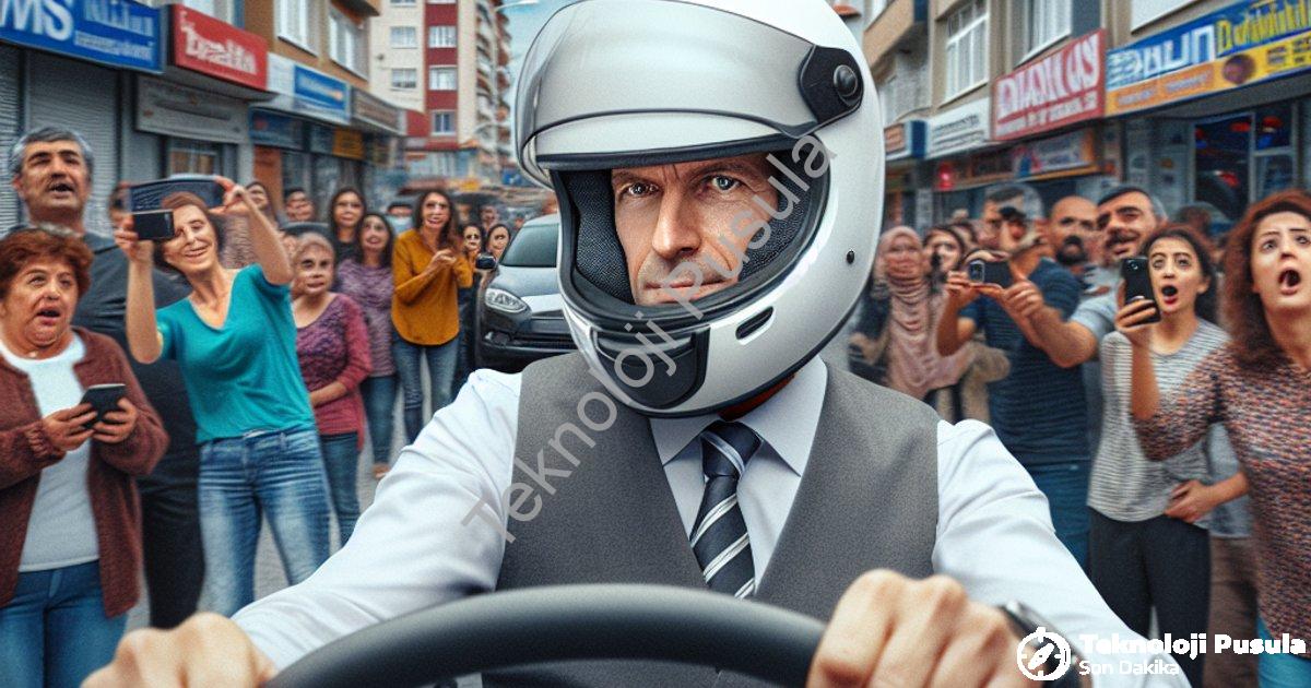 "Denizli'de Kask Yerine Miğfer Takan Sürücü Sosyal Medyayı Salladı" başlıklı haber için fotorealisti