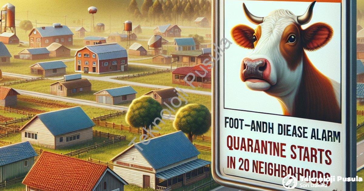 "Kuyucak'ta Şap Hastalığı Alarmı: 20 Mahallede Karantina Başladı" başlıklı haber için fotorealistik,