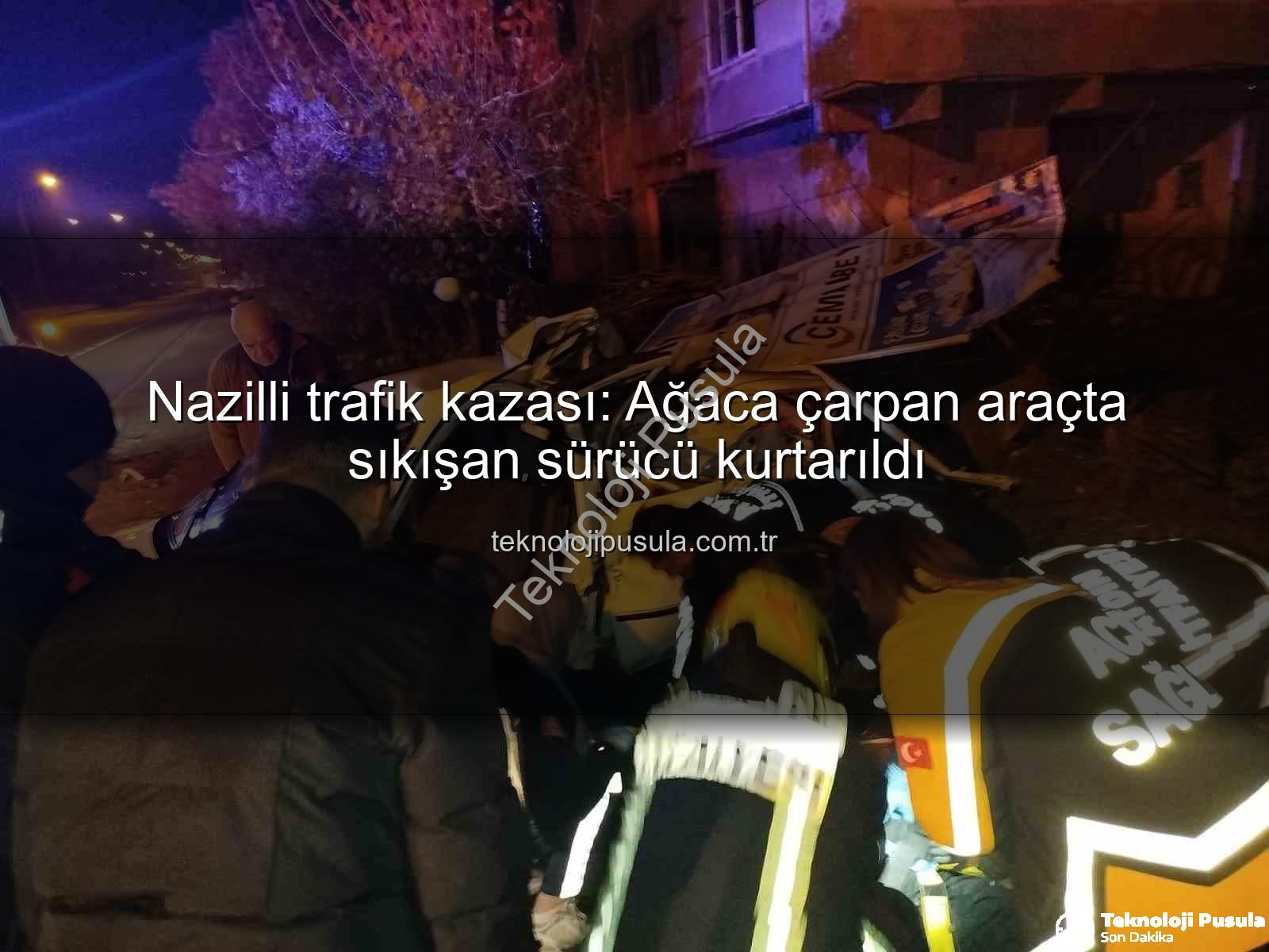 Nazilli trafik kazası - Nazilli trafik kazası: Ağaca çarpan araçta sıkışan sürücü kurtarıldı